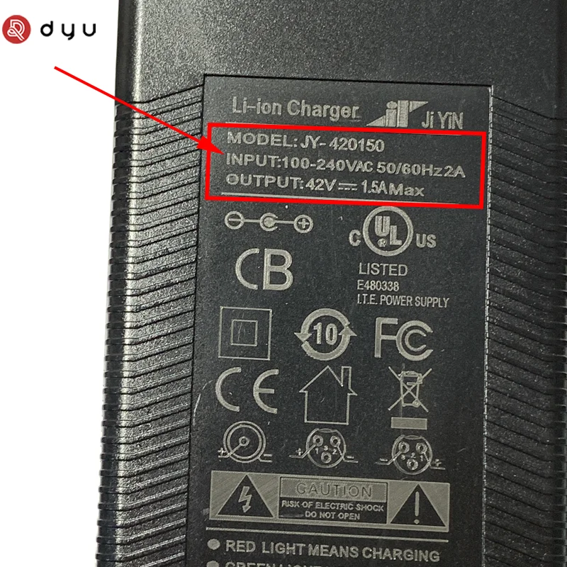 DYU Charger Input 100-240VAC Output 42V for DYU Electric Bike D1 D2 D3+ S2 V1