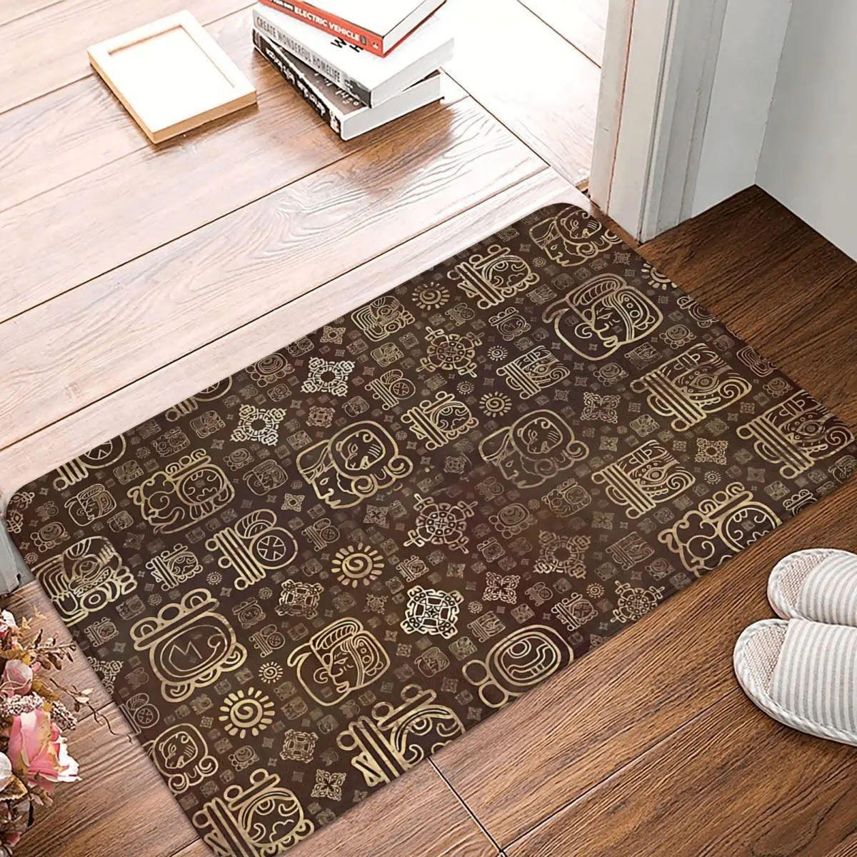 Anti-Slip Doormat Bath Mat African Mayan Glyphs And Ornaments Floor Carpet Welcome Rug Indoor Decorative