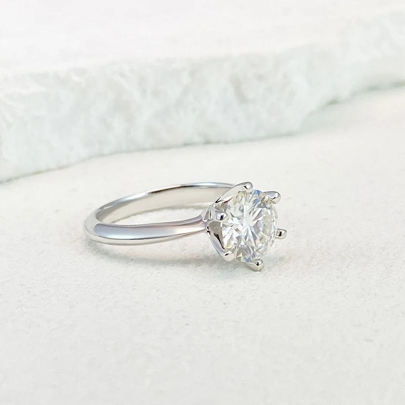 NeeTim 0,5-5ct Moissanit-Ring für Damen, 925er Sterlingsilber mit Weißgold-Beschichtung, funkelnder Verlobungs- und Ehering-Schmuck – Detail 6