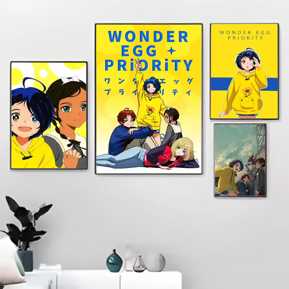 W-Wonder Egg Priority Painting Calligraphy Paper Print Home Living Room Bedroom Entrance Bar Cafe Art Decorative Paintings