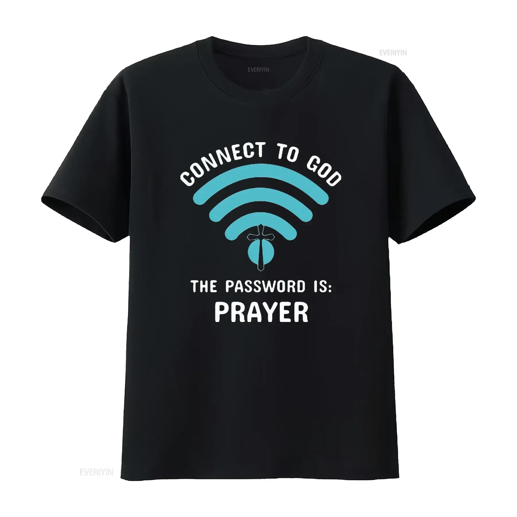 Mens Connect To God The Password Is Prayer  T Shirt Black Large vintage Washed Casual designer clothes Stylish fashion Unisex