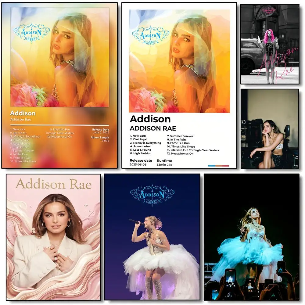 Singer Addison Rae Album Poster HD Wall Art Aesthetic Home Decor for Living Room Bedroom Café Office Stylish Gift