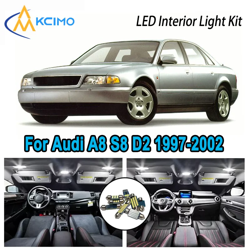 

Premium Bright LED Interior Light Kit for Audi A8 S8 D2 1997-2002 1998 1999 2000 Dome Map Trunk Car Lamps with Canbus No Error
