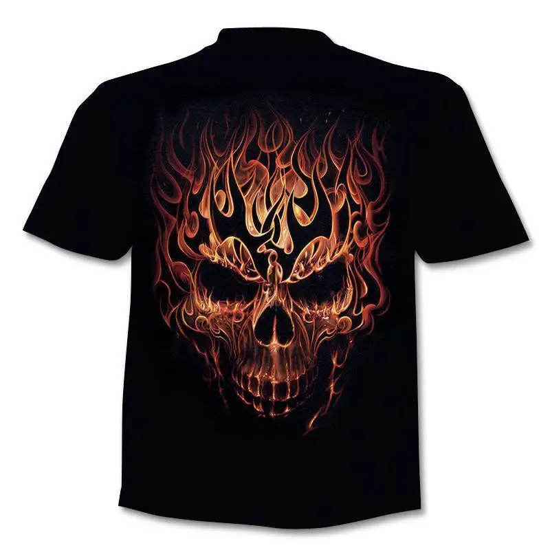 2023 Men's Punk Motorcycle Print T-shirt Summer Casual Retro Skull Horror Hip Hop 3D Gentleman T-shirt Shirt Large Round Neck Co