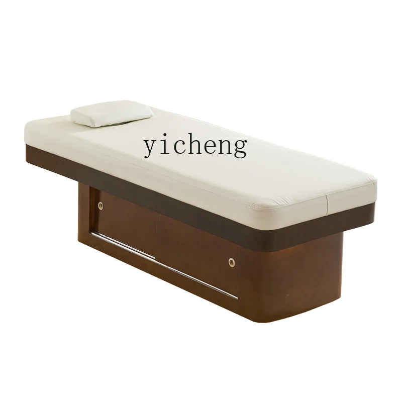 

XL Solid Wood Facial Bed Medical Massage Body Shaping Belt Ambience Light Latex Spa Physiotherapy Bed