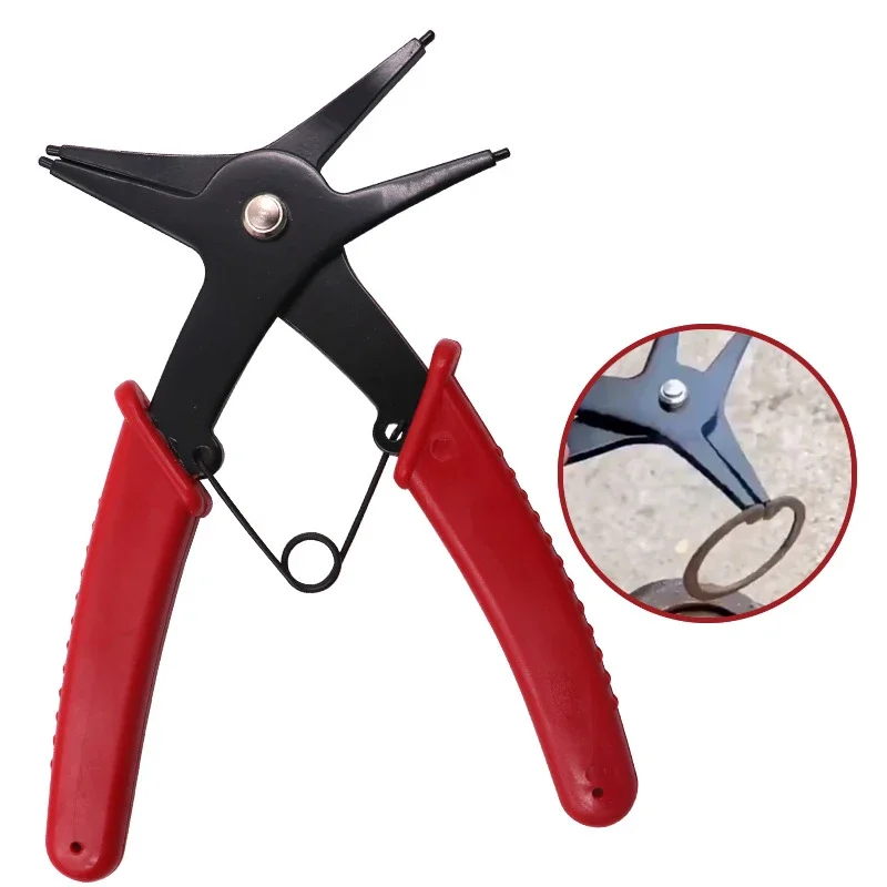 Internal And External Spring-loaded Pliers Dual-purpose Snap Rings 2-In-1 Mounting And Dismounting Tools Hardware