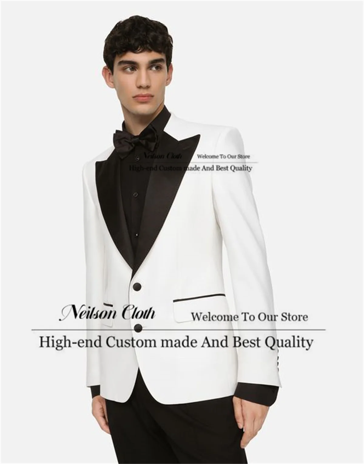 

Business White Male Prom Blazers 2 Pieces Sets Peaked Lapel Groom Wedding Tuxedos For Men Slim Fit Groomsmen Terno Masculino