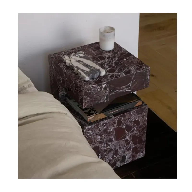 Natural marble side design home furniture multi-color  luxury stone column marble base side  side layer