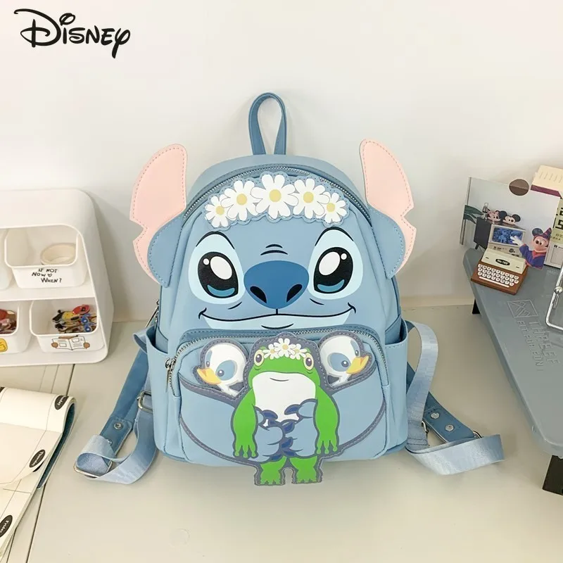 Disney Stitch Blue Funny Monster Backpack Cartoon 2025 New Outdoor Storage Bag Student Gift Fashionable