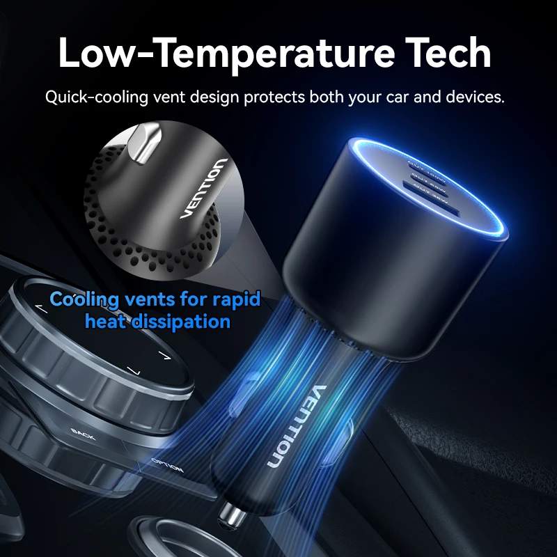 Vention 165 واط شاحن سيارة QC3.0 شحن سريع PPS PD3.0 FCP AFC USB نوع C شاحن هاتف السيارة آيفون 16 15 14 أجهزة الكمبيوتر المحمولة سامسونج
