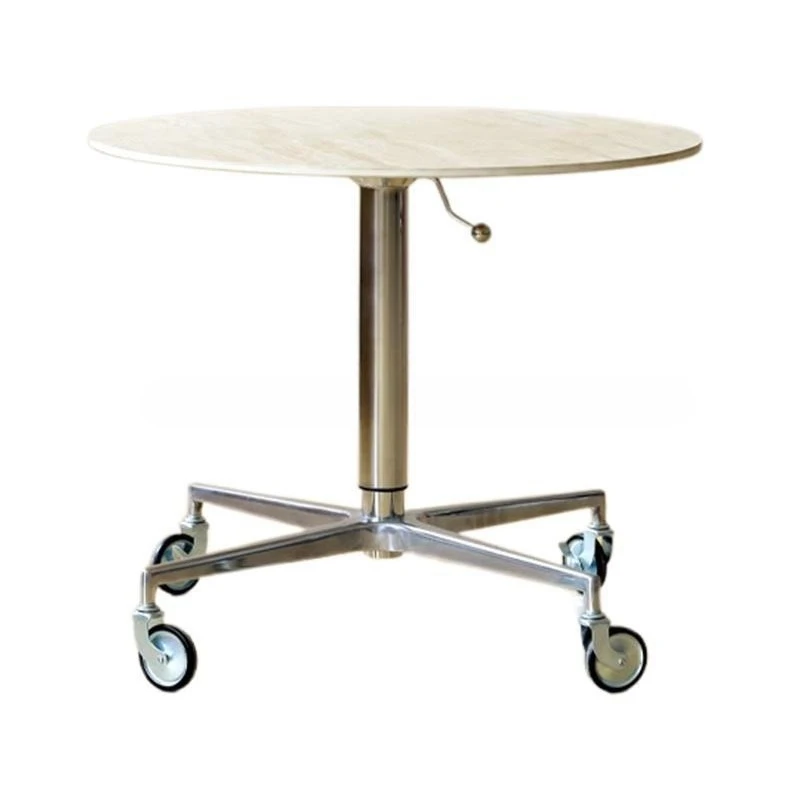 

Light luxury small coffee table mobile cream wind lifting round tea small apartment sofa side few stainless steel household