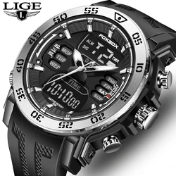 2025 LIGE New Sport Mens Watches Military Waterproof Digital Clock Male Wristwatch Foxbox Top Brand Luxury Quartz Watch For Men