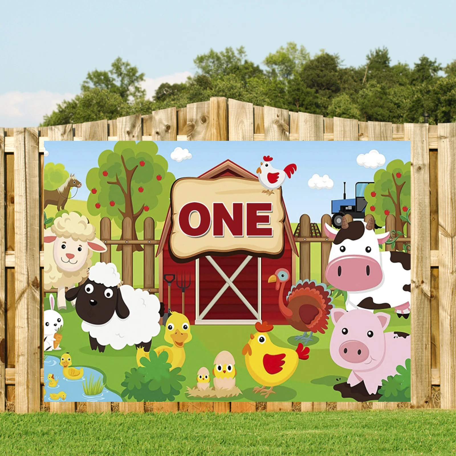 Cartoon Farm Animal Theme Backdrop Kids 1st Birthday Party Baby Shower Decor Photograph Background Custom Children's Day Props