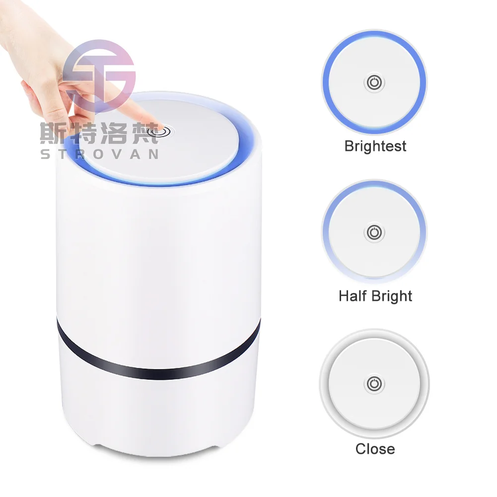 USB Powered Mini Design  Filter Negative Ion Aromatherapy Air Purifier LED Light for Kitchen Office Home