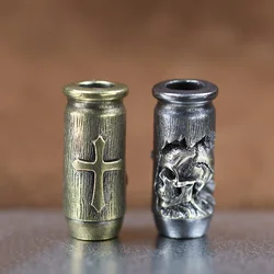 Cuentas de latón con forma de calavera y Cruz, abalorios EDC para cuchillos, pulseras tejidas de Paracord DIY, cordón, colgantes, accesorios, herramientas para exteriores