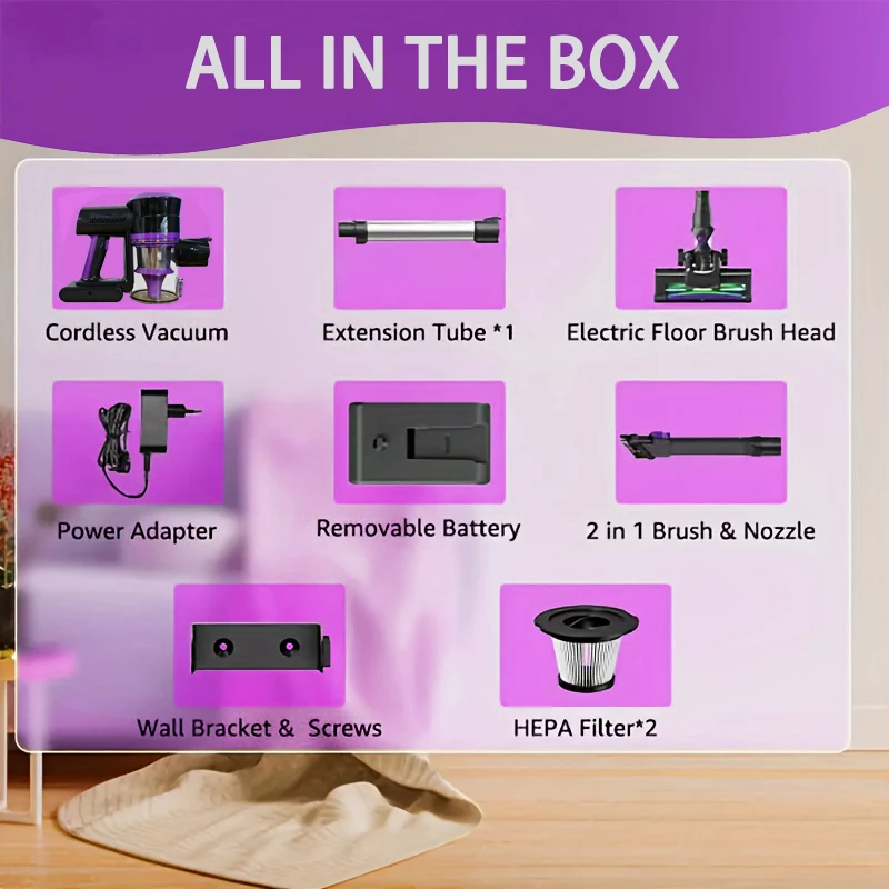 KOVOKI Aspiradora inalámbrica 40 kPa, 40 min, depósito para el polvo de 1 l, indicador luminoso de batería, para pelo de animale