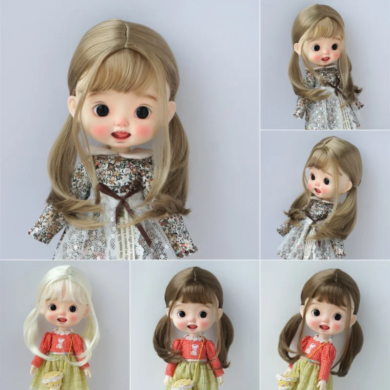 

Jusuns BJD парики JD719 9-10 дюймов 23-25 см двойной хвост коса средний пробор синтетические мохеровые кукольные волосы модные аксессуары QBaby