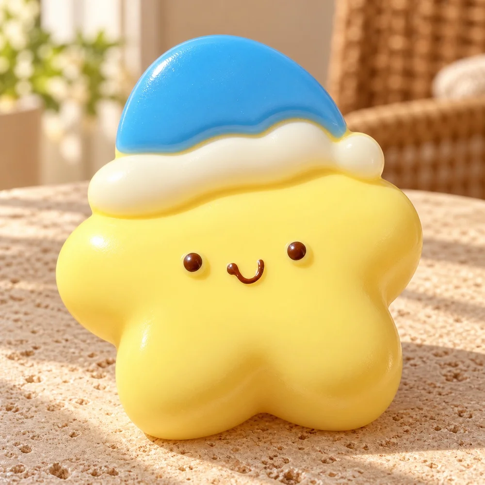 Sleepy Star Squishy Squeeze Toy TPR Soft Fidget with Playful Detailed Shape for Adults Teens Desk Companion Gift Single Piece