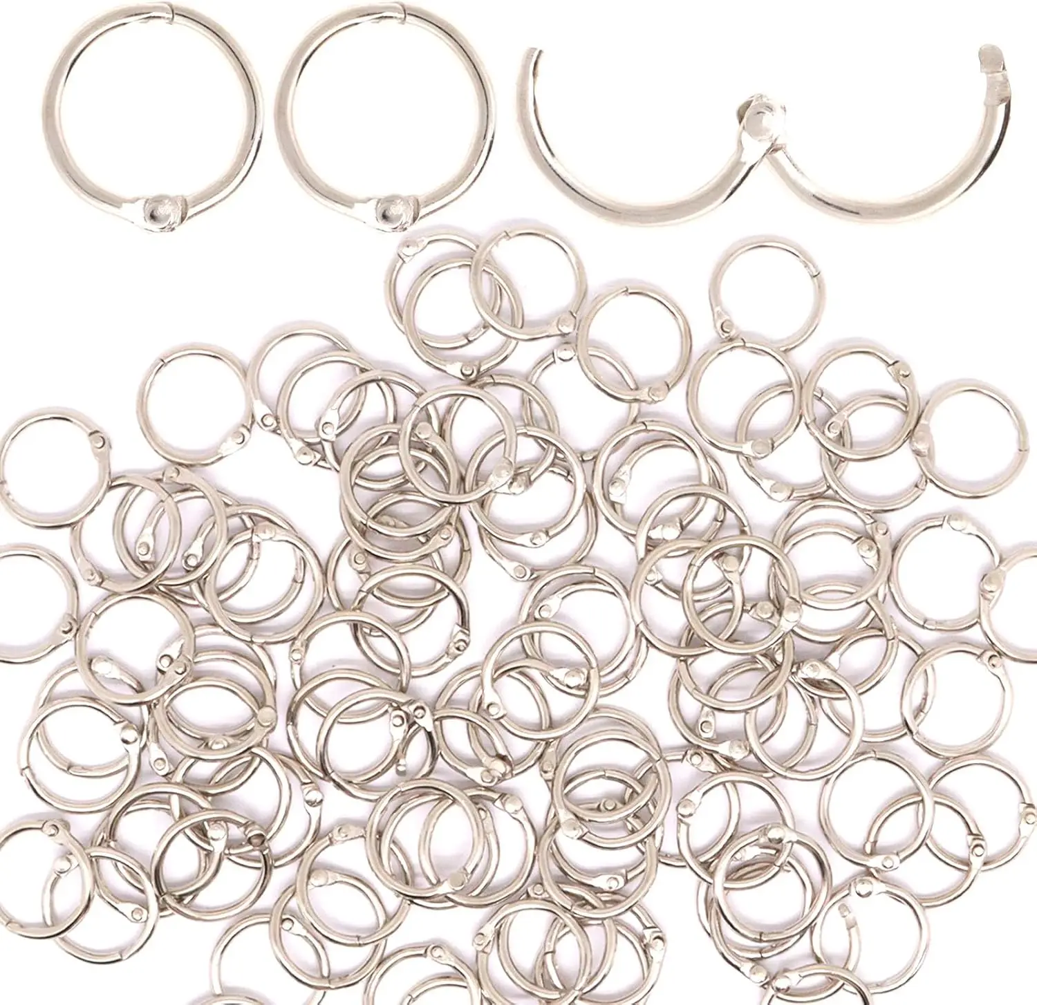 

1/2 Inch Binder Rings 100 Pack, Nickel Plated Steel Loose Leaf Rings for Paper, Index Cards, Office School Supplies