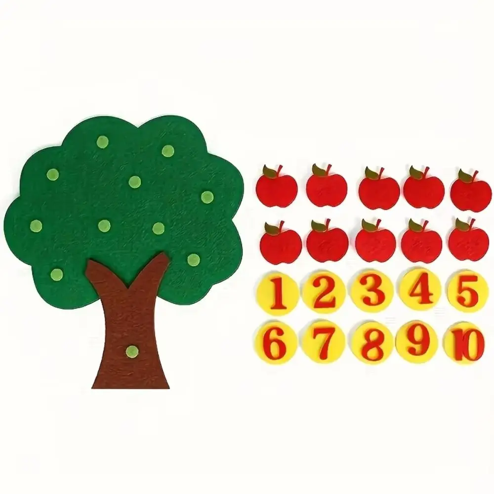 Non-woven Felt Felt Apple Tree 1-10 Numbers Number Learning Felt Number Learning Interactive Detachable Cognitive Tool