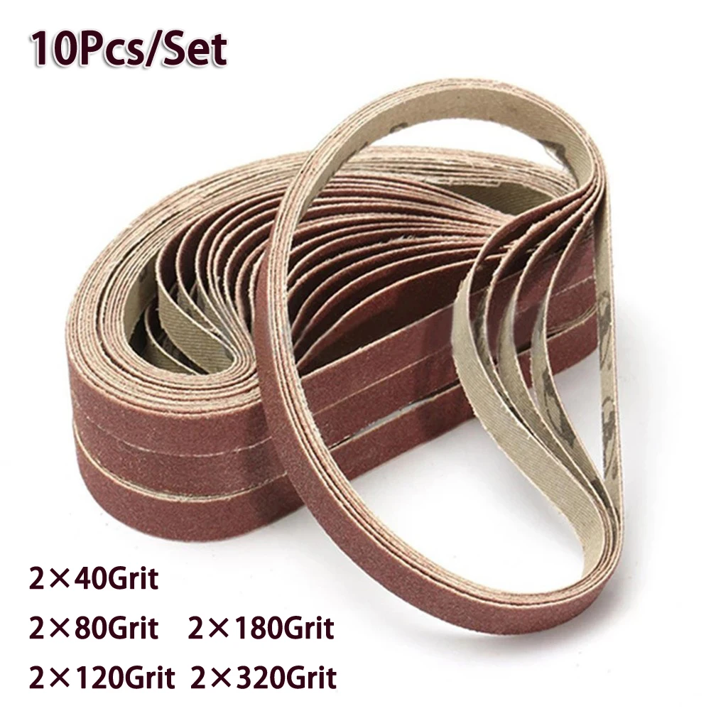 Air Belt Sanding Belts 10Pcs/Set 13×457mm 40 80 120 180 320 Grit Abrasive Grinding Polishing Power Finger File Sander