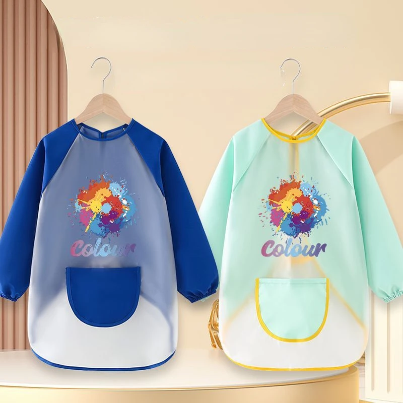 

Children's Painting Smock Art Painting Apron Waterproof Oil-proof Protective Baby Bib Long-sleeved Reverse Drawing Kindergarten