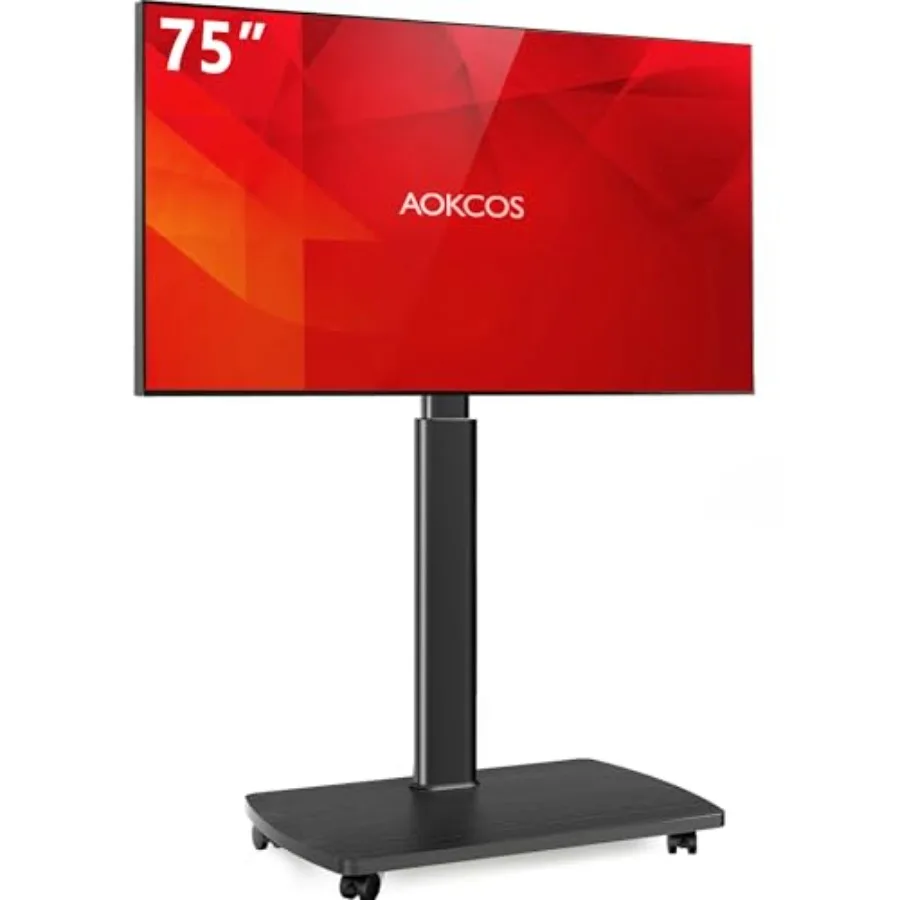 

Rolling TV Stand for 43 50 55 60 65 70 75 Inch TVs Portable Mobile TV Stand on Wheels 10-Level Height Adjustable TV Cart with S