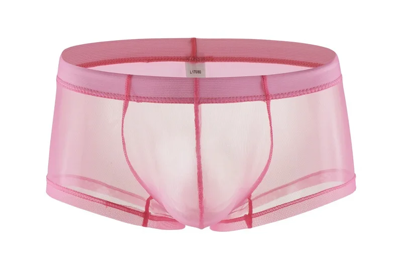 

Men's Bulge Boxy Underwear Sheer Mesh Boxer Briefs Ice Silk Breathable Transparent Underpants Nude Feel Ultra-Thin Sexy Trunks