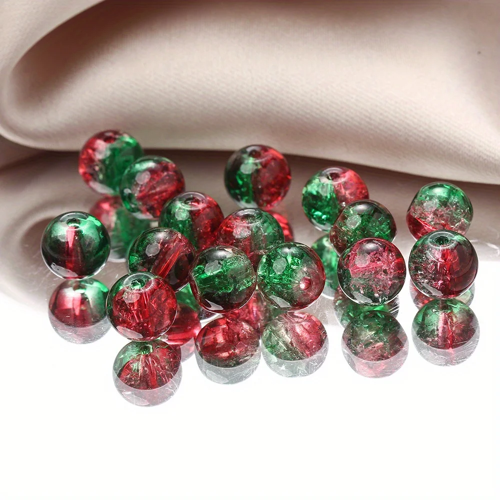 Около 100 шт. 8 мм рождественские хрустальные стеклянные треснувшие круглые бусины зеленые красные украшения для рукоделия серьги ожерелья браслеты