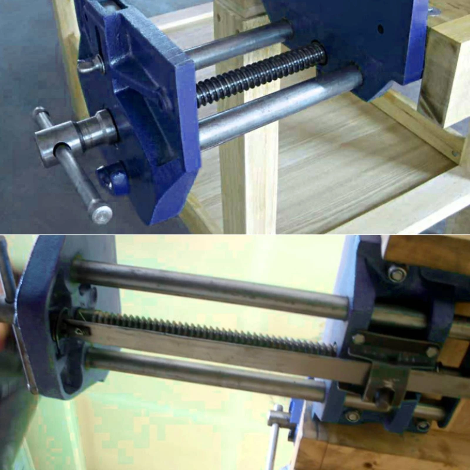 Woodworking Bench Clamp T-Handle Workbench Vise Wood Bench Vise Guide Rods Workholding Tool Strong Clamping Power