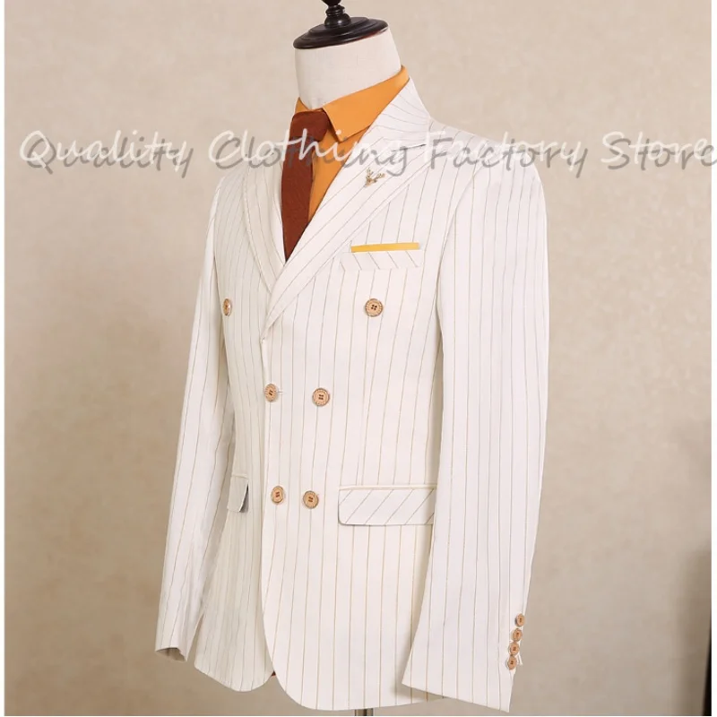 

﻿ High Quality 3 Pieces Men Suits Slim Fit Male Business Casual Blazers Double-breasted Jacket Vest Pants New Style Custom Suit