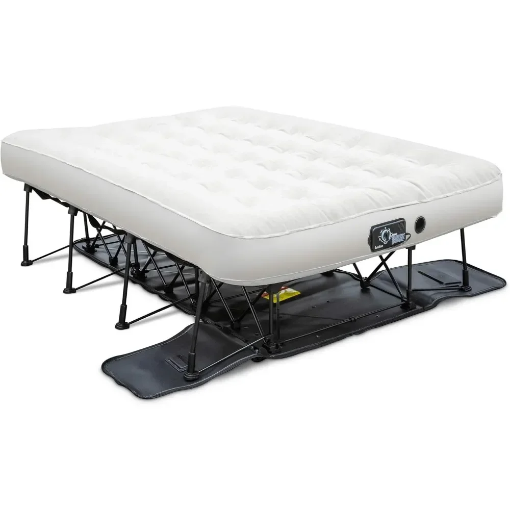 "Colchón de aire autoinflable con estructura y estuche rodante: cama hinchable con apagado automático, superficie cómoda para el hogar y los viajes" ​
