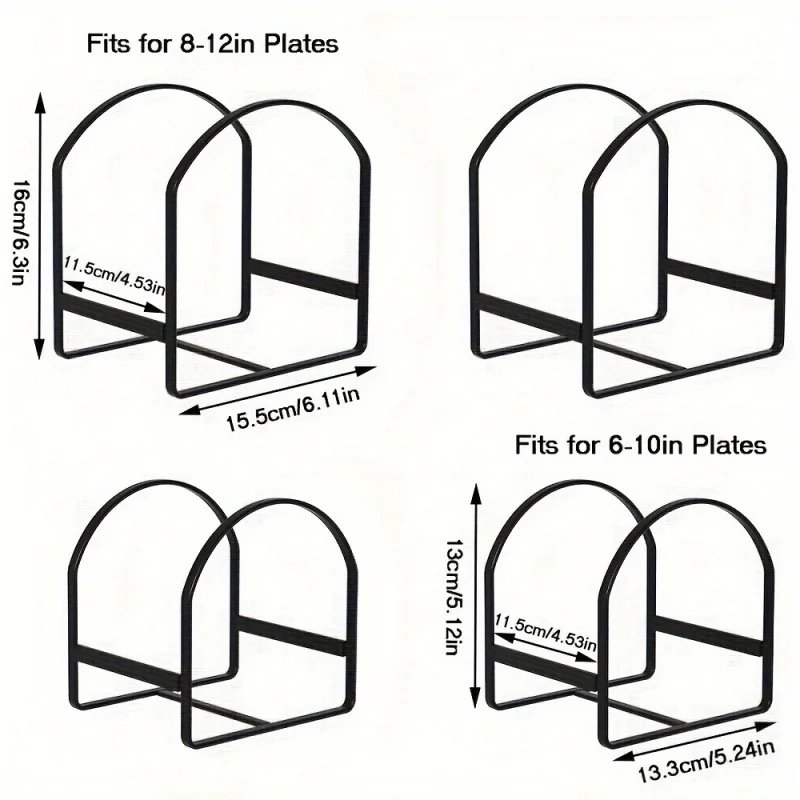 4pcs Heavy-Duty Iron Arch-Shaped Dish Rack | Black/White Kitchen Storage Organizer with Multiple Compartments for Dishes, Cups a