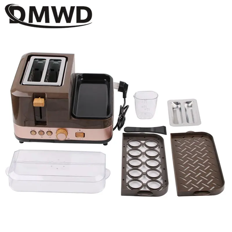 Multifunctional Electric Toaster 3 in1 Breakfast Machine Bread Stove 2 Slices Oven Egg Steamer sausage Omelette frying pan Grill