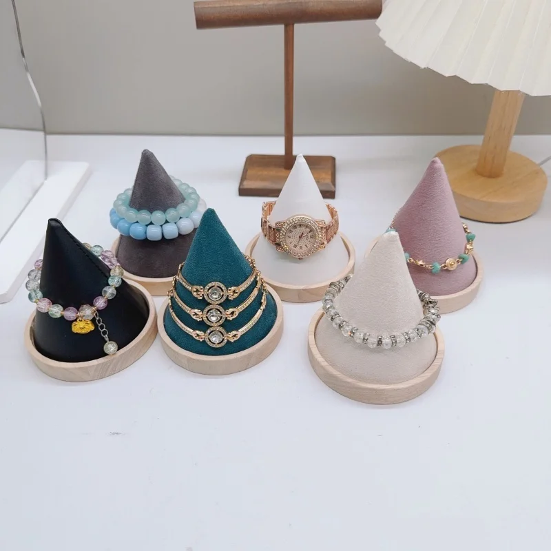 الإبداعية الخشب مخروط سوار عرض موقف حلقة الإسورة خلخال سلسلة قلادة مجوهرات تخزين حامل أرفف مجوهرات الدعائم