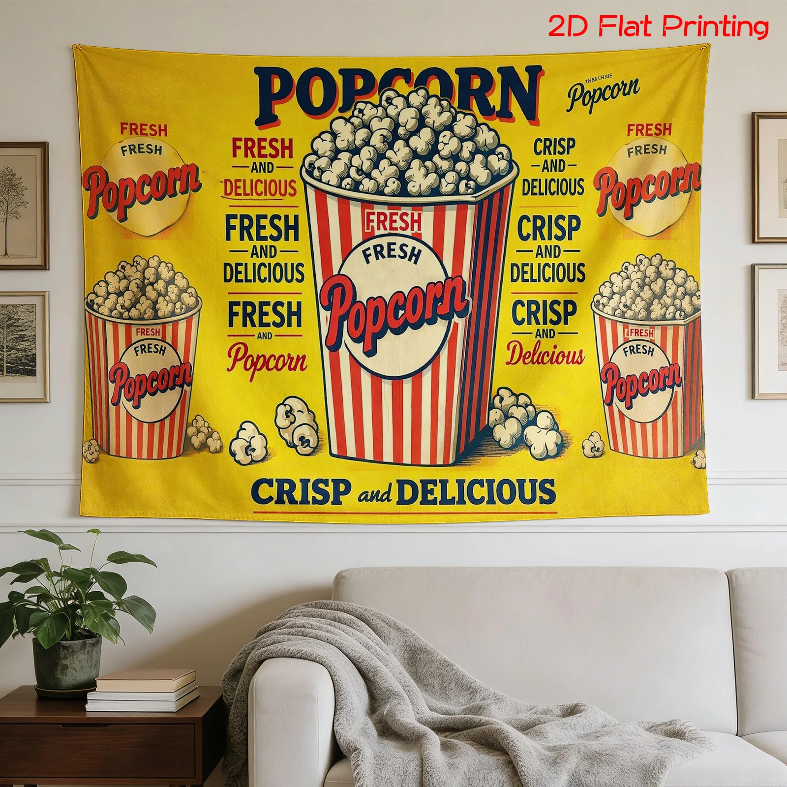 Popcorn Tapestry Wall Hanging Decor Funny Kitchen Movie Night Boho Pop Art Banner Poster Fabric Decor 180x320cm