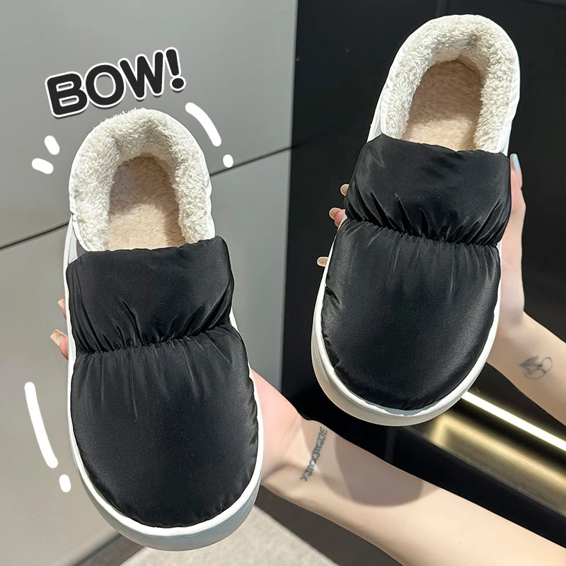 

Antibacterial Men's Winter Slippers Waterproof Plush Lined House Shoes with Back Indoor Non-Slip Warm Scuffs & Big Sizes
