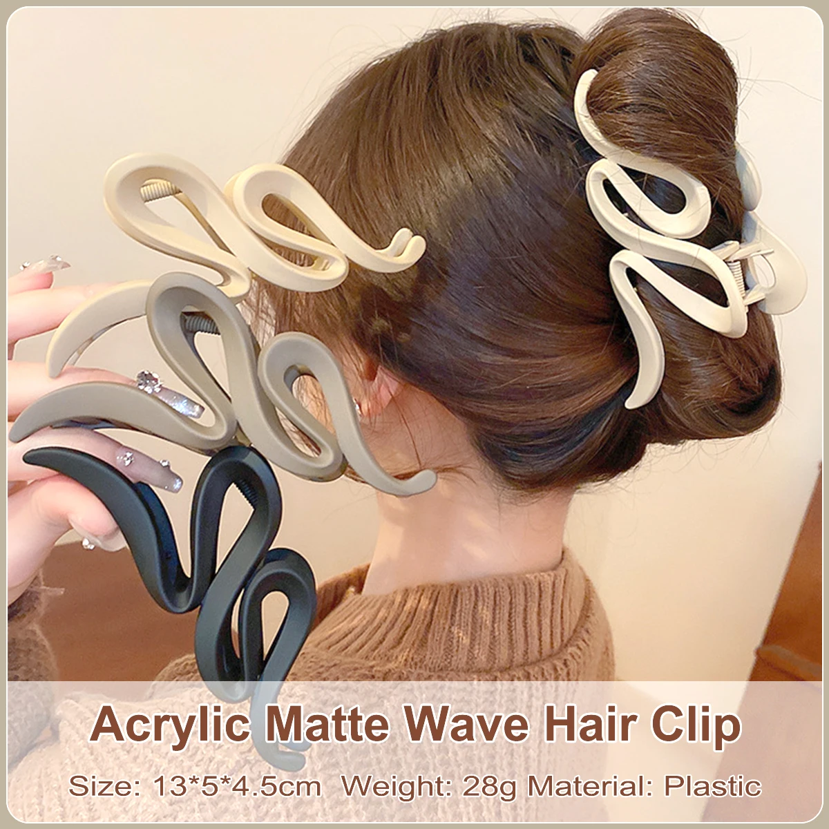 

13cm Acrylic Hair Clips For Women Hairpin Matte Wave Hair Claw Clip Hair Accessories Girls Headwear 4 Solid Color 3 Transparent