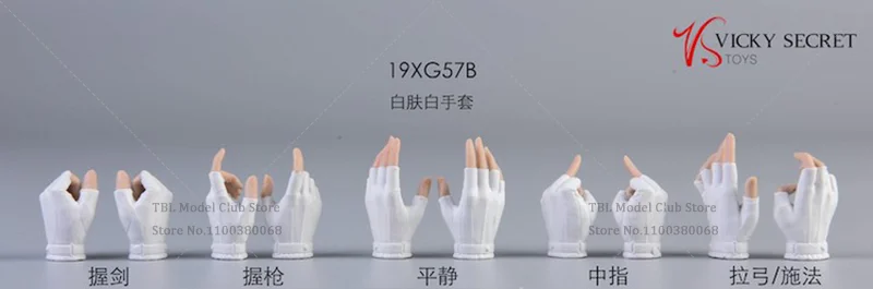 VSTOYS 19XG57 1/6 échelle mains féminines gants multicolores Postures de main pour PH TBL figurine d'action de 12 pouces accessoires de scène de soldat
