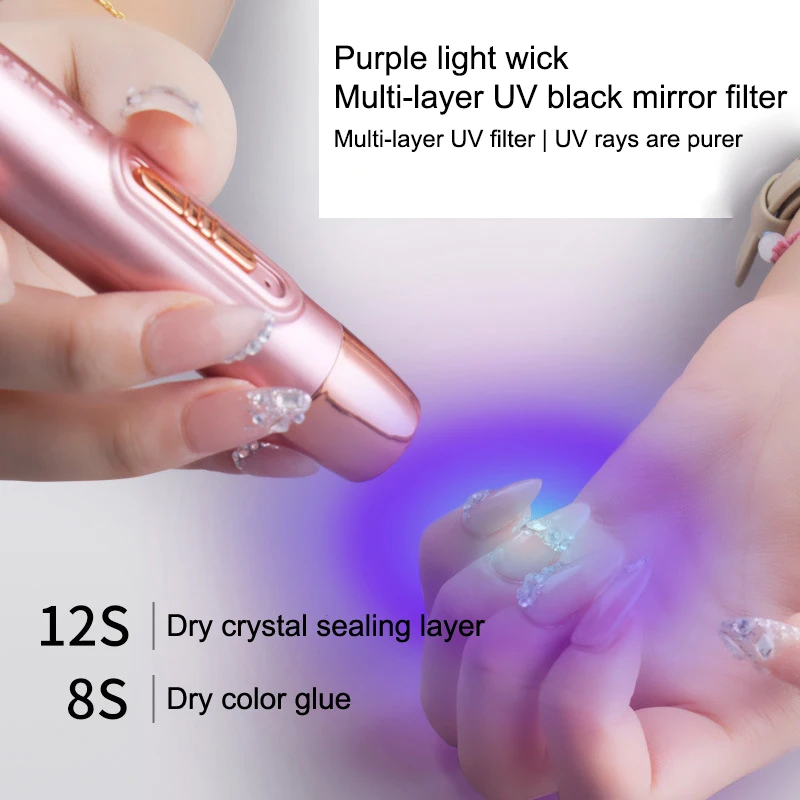 Handheld-LED-Nagellampe mit 2 Timing-Modi, tragbar, wiederaufladbar, schneller Nageltrockner, Stift für Maniküre, Lampe, Nägel, Gel, trockene Nägel, Licht