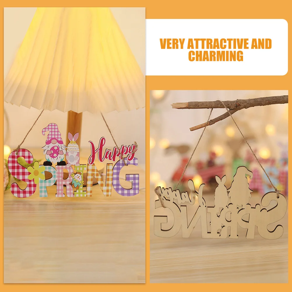 2 قطعة قلادة بحرف خشبية عيد الفصح معلقة لافتة للباب مهرجان الربيع جدار الفن الشرفة ديكور المنزل المشهد تخطيط الحرفية حلية #1