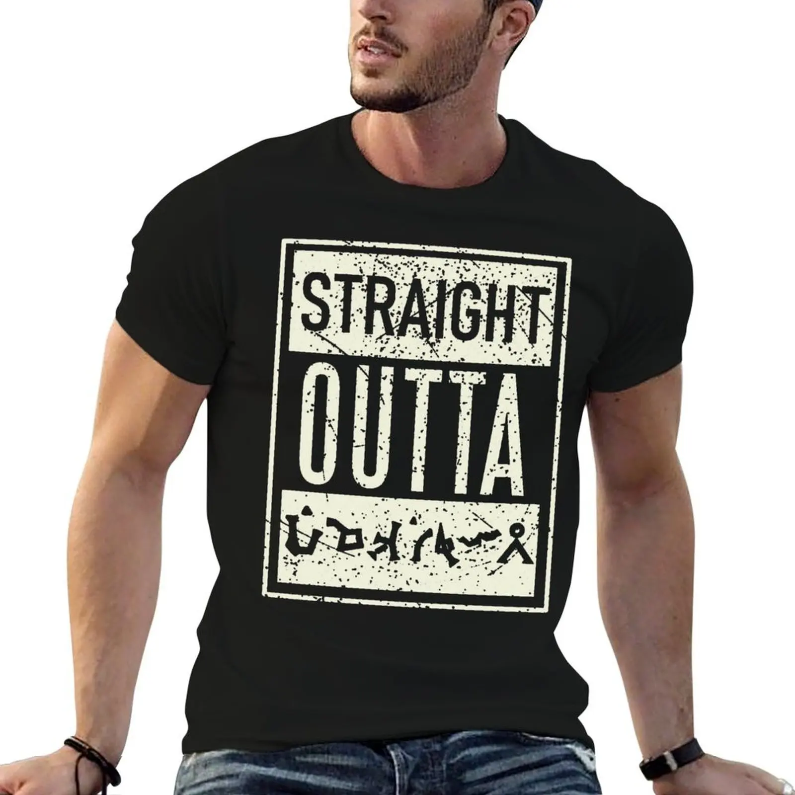 

Straight Outta Earth Dialing Code Stargate T-Shirt t shirts for man cotton soft anime tshirt t shirts for man cotton T-shirt