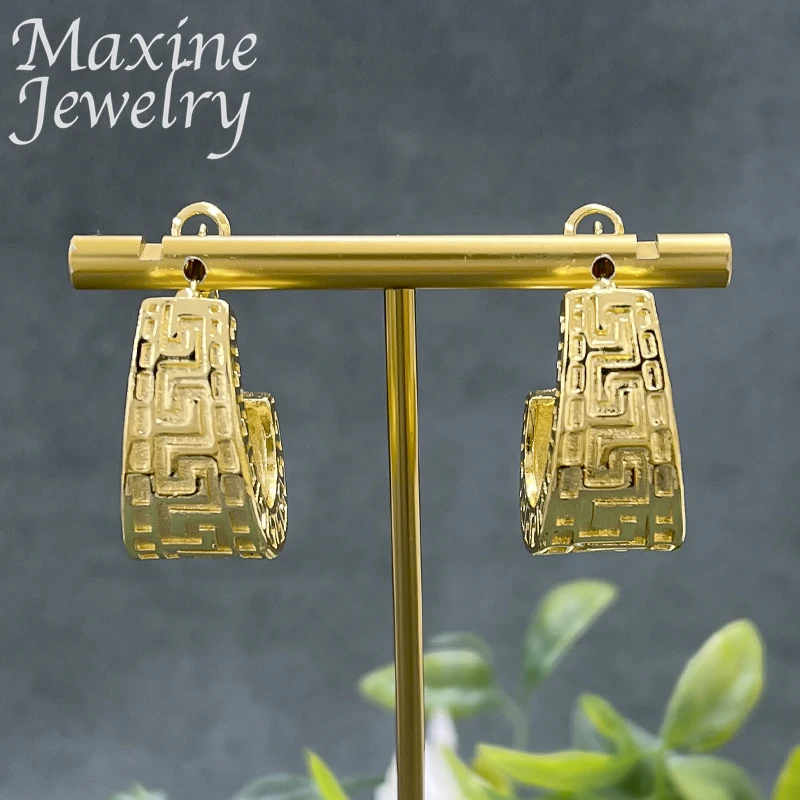 Dubai Trendy 24K Gold Plated Earrings Jewelry Set for Women Luxury Circle Hoop Earring Wedding Anniversary Accessories Gifts