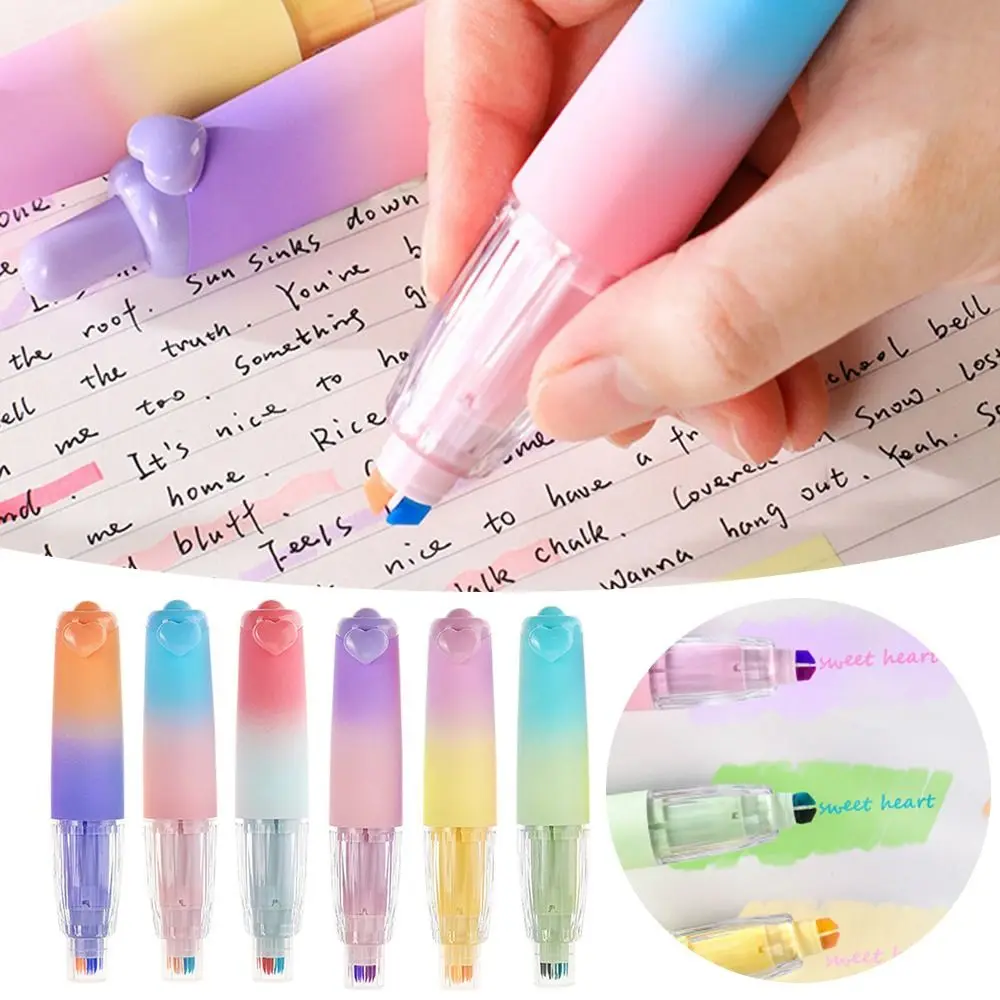 3Pcs Multifunctional Two-color Press Highlighter Graffiti Fluorescent Pen DIY Marker Pen Hand Account Pen Stationery Boys Girls