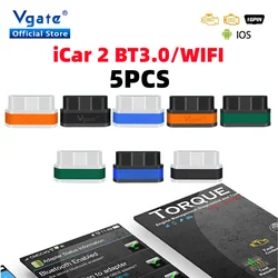 5pcs Vgate iCar2 OBD2 OBD 2 Scanner ELM327 WIFI Bluetooth Auto Diagnostic Car Code Reader obd 2 ELM 327 V2.1 iCar 2 Scan Tool