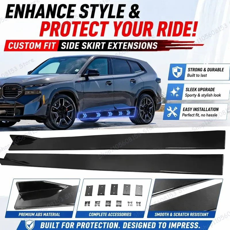 For BMW X1 U11 X7 G07 XM G09 i7 G70 X5 G05 iX LCI Side Skirt Extensions Rocker Panels Diffuser Winglets Aerodynamic Body Kits