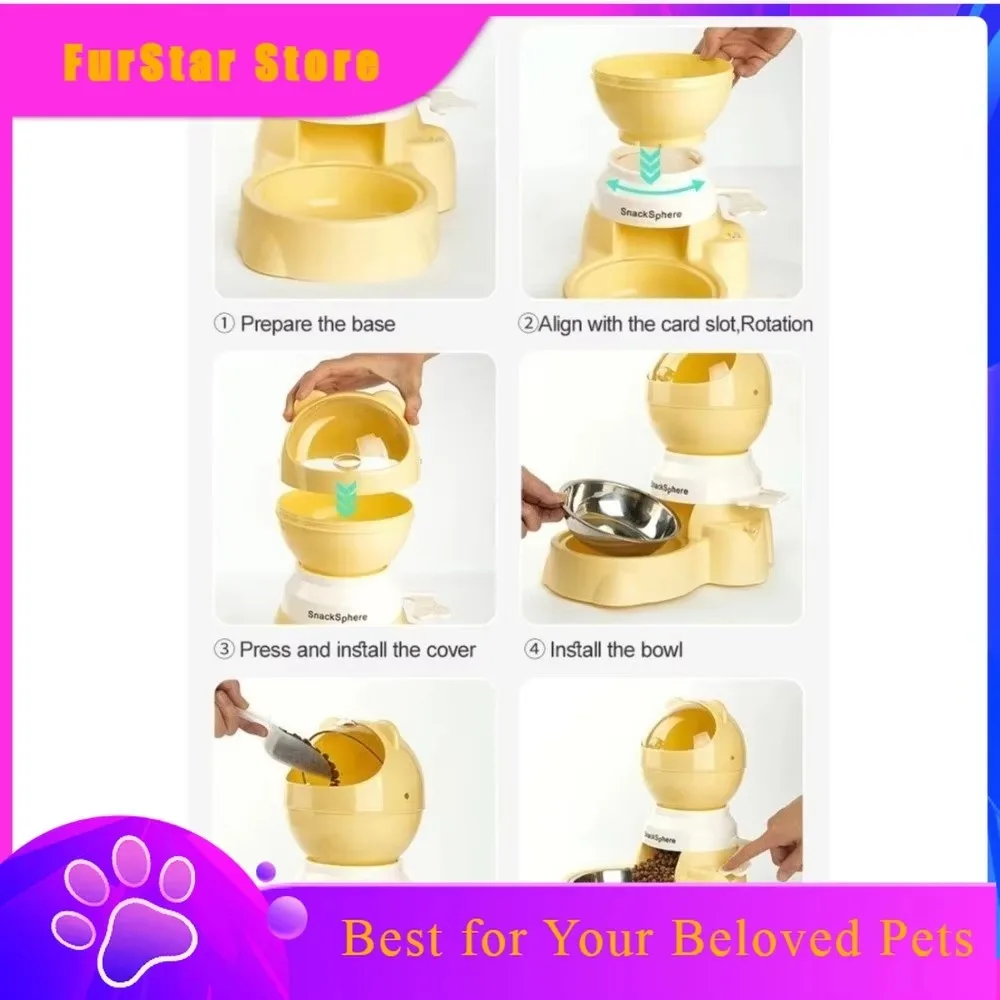 FurStarLarge Capacity Automatic Pet Feeder Visual Window Portion Control Cat Press Feeder Leak-Proof Detachable Cat Feeding Bowl