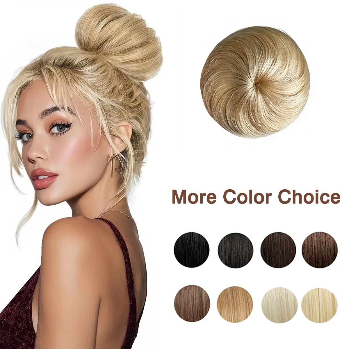 VADES Hair Bun Extension 100% Human Hair Drawstring Chignon Updo Hairpiece Fake Ballet Bun for Women Wedding and Show 30g