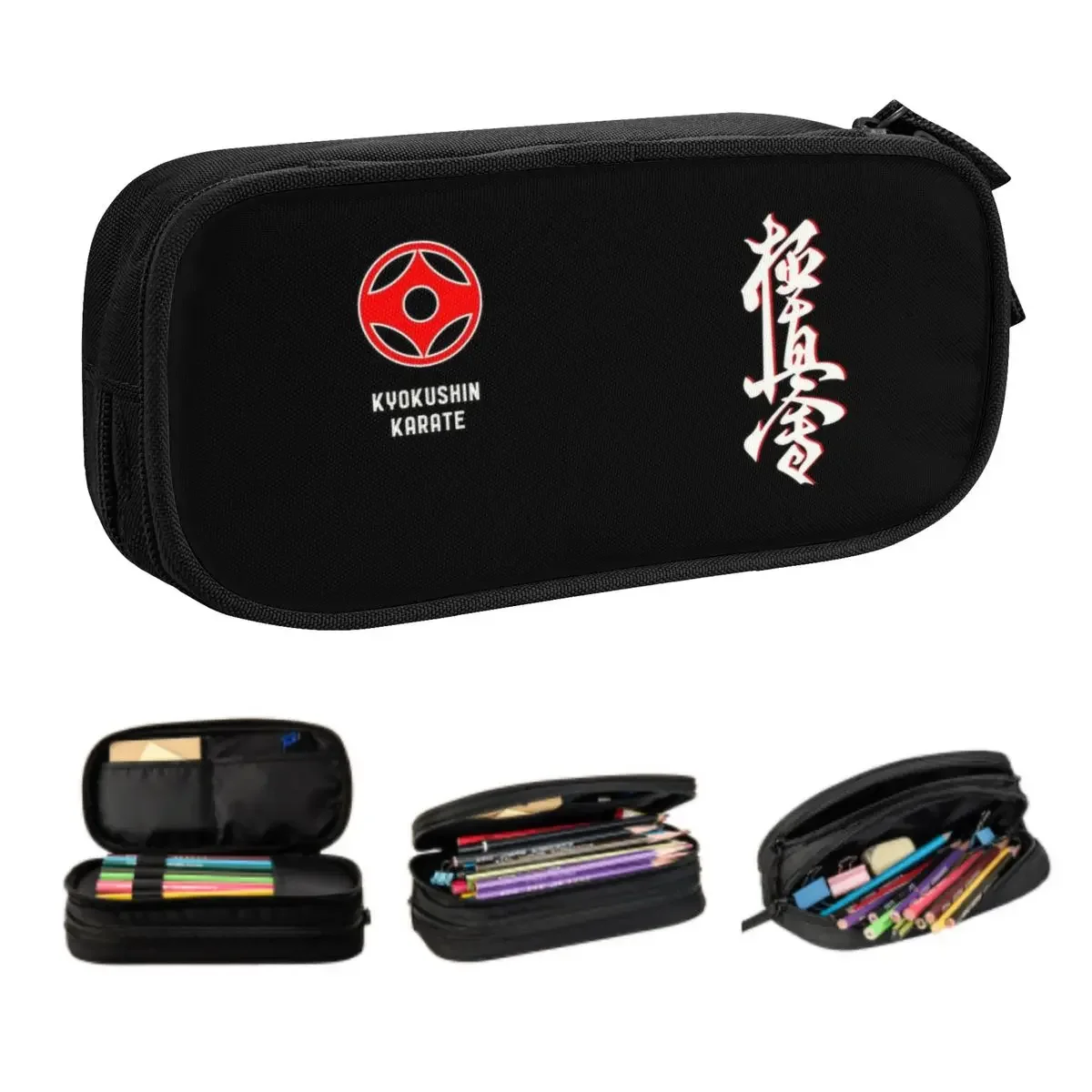 Custom Karate Kyokushin Pencil Case for Girl Boy Big Capacity Martial Arts Pen Box Bag School Accessories