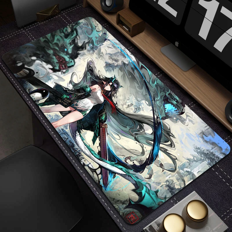 

Large Gaming Mouse Pad Arknights Game Rubber Computer Desk Mat Anime Non-Slip Mousepad Locking Edge Mouse Mat HD Print Carpet XL